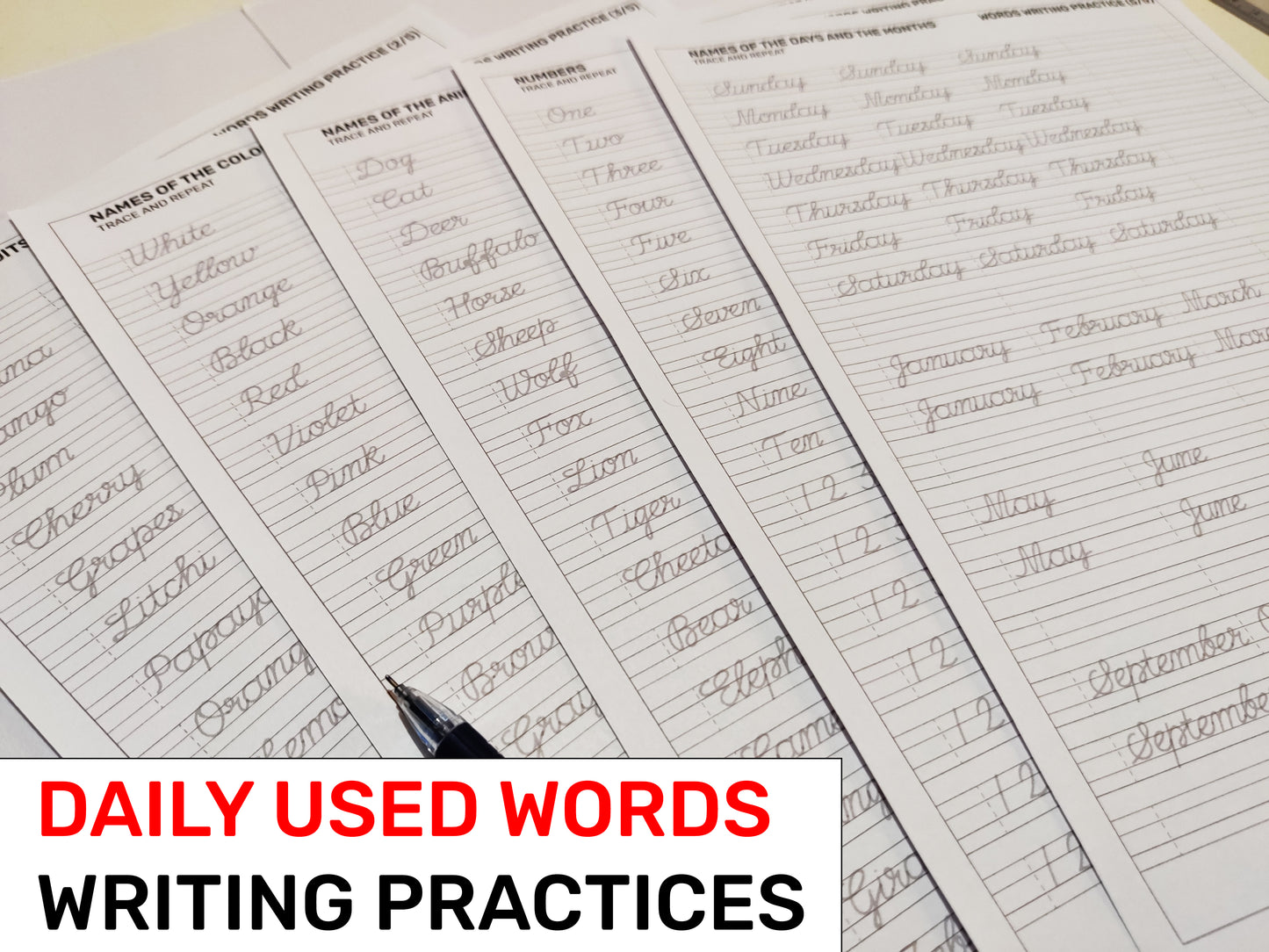 Printable Basic Cursive Handwriting Worksheets | Size A4 | Pages 41