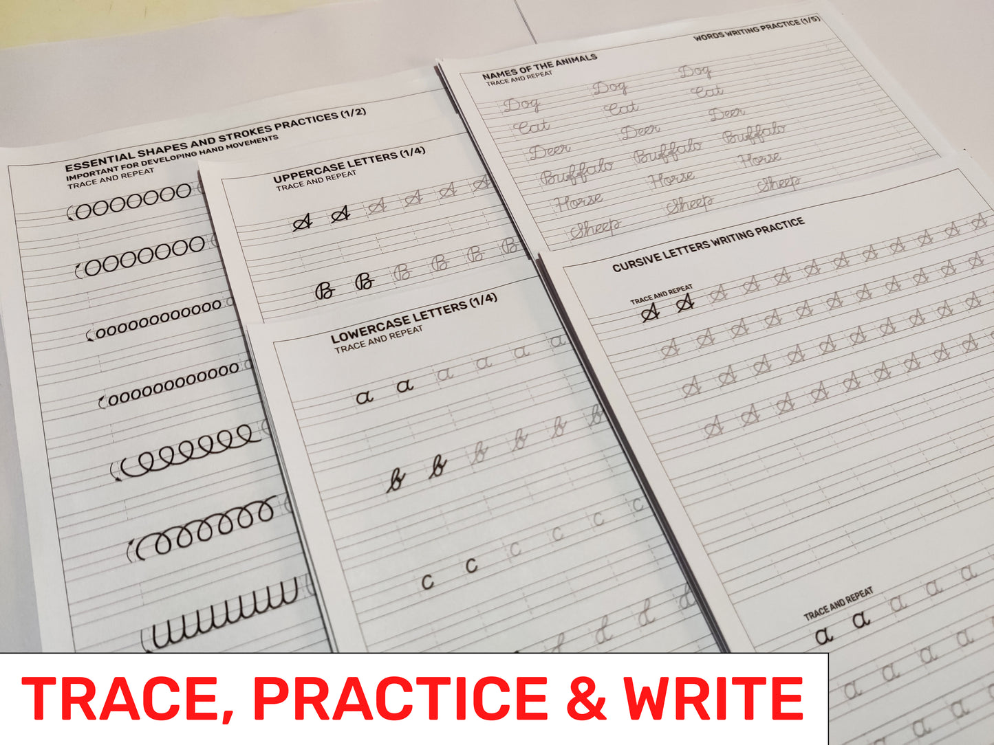Printable Basic Cursive Handwriting Worksheets | Size A4 | Pages 41