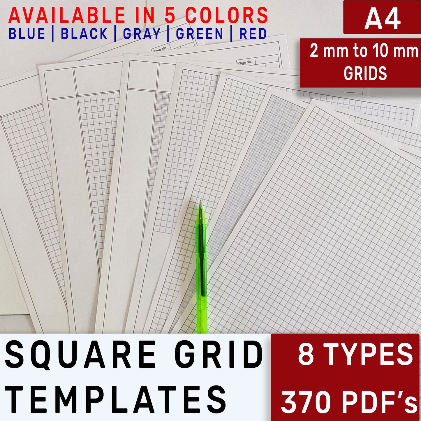 Printable Square Grid Templates | Size A4 | Pages 370
