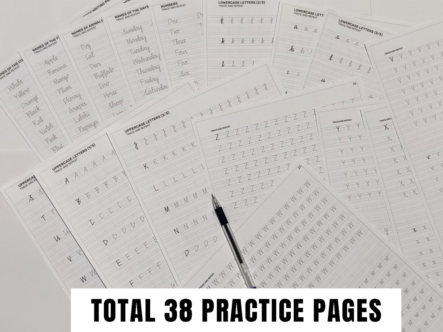 Printable Sharp Edge Cursive Handwriting Worksheets | Size A4 | Pages 38