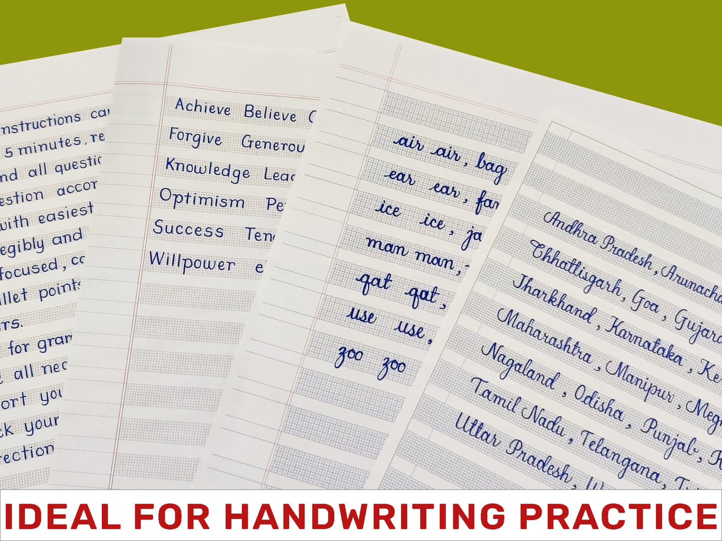 Printable Partial Graph Paper templates for Handwriting practices | Size A4 | Pages 8