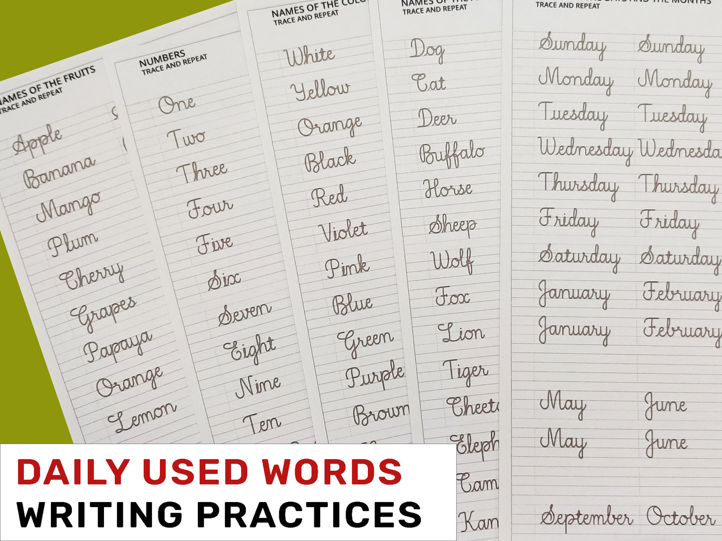 Printable Straight Cursive Handwriting Worksheets | Size A4 | Pages 41