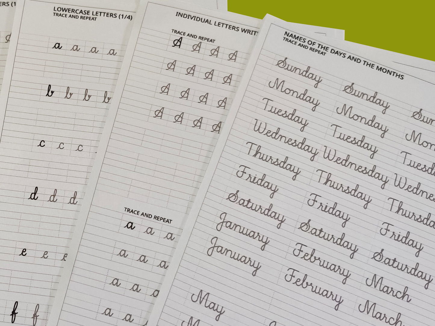Printable Straight Cursive Handwriting Worksheets | Size A4 | Pages 41