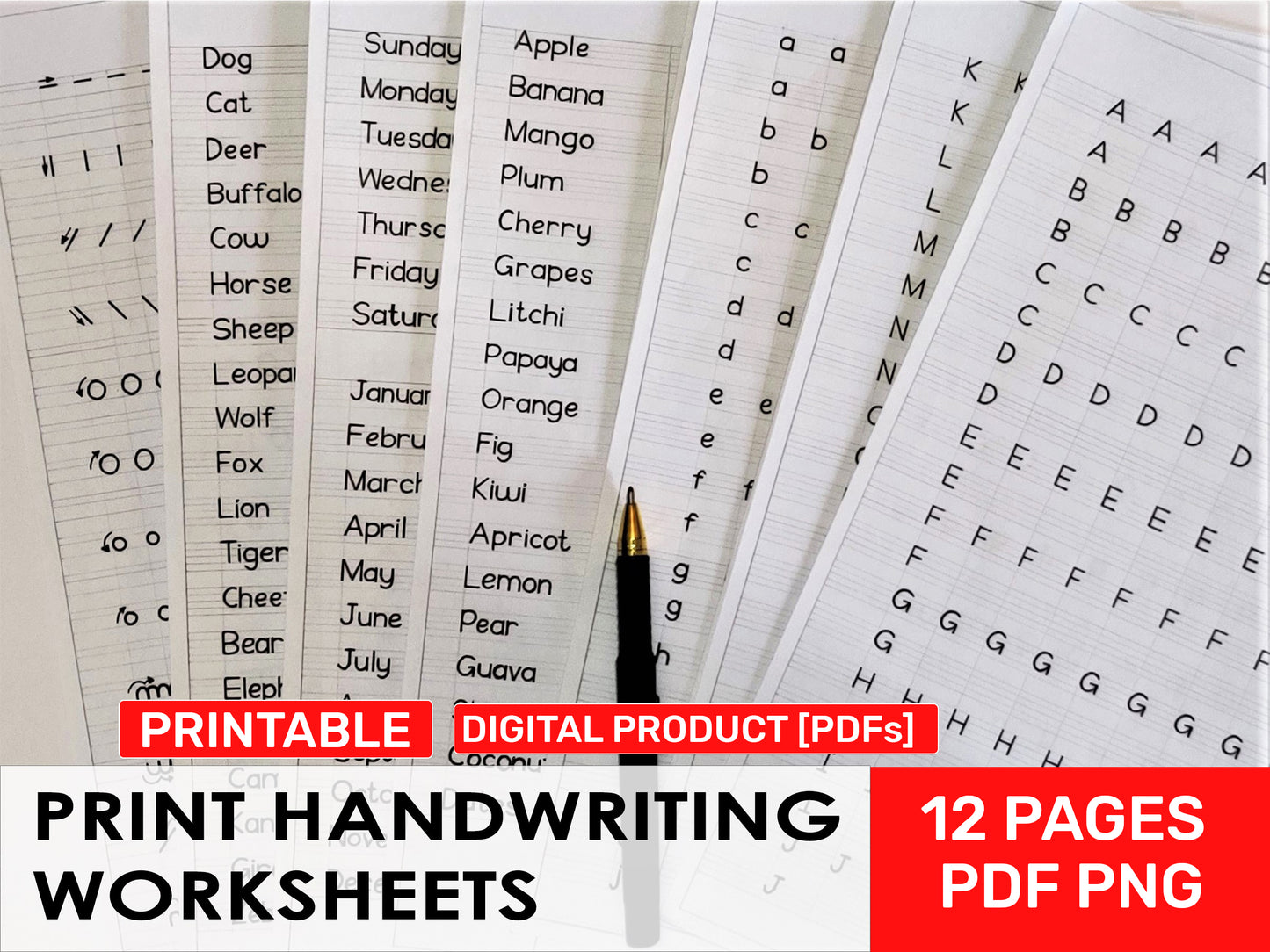 Printable Print Handwriting Worksheets | Size A4 | Pages 12